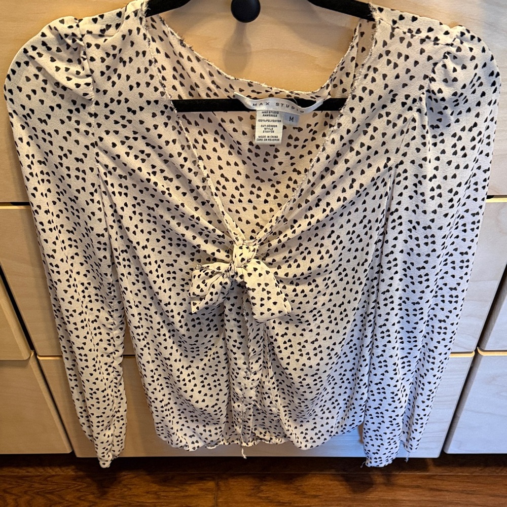 Zara Black and White Heart Pattern Blouse